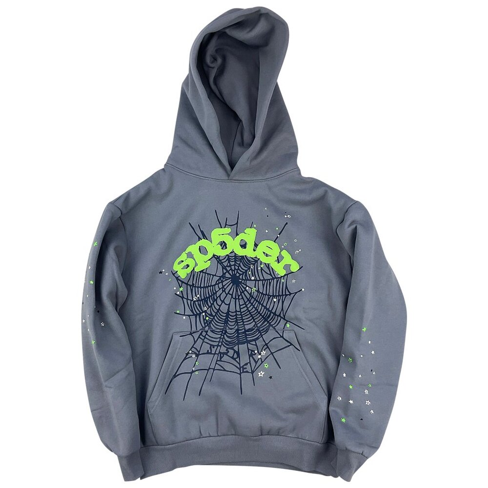 Sp5der Wait Web Pullover Hoodie Slate Grey | Spider Worldwide